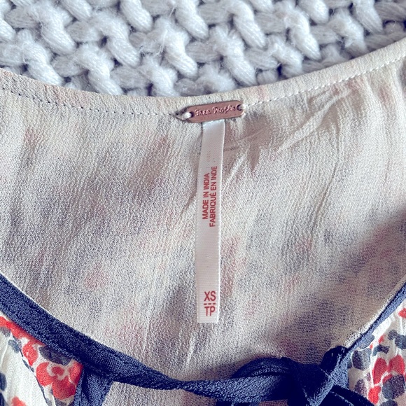 Free People Printed Keyhole Tie Neck Top - Picture 3 of 3